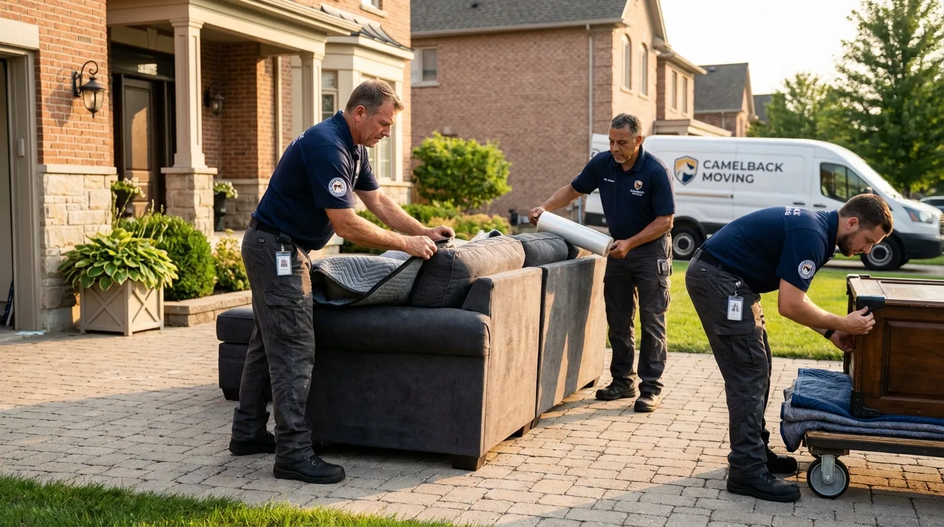 Large estate moving crew wrapping furniture in Dayton, IN