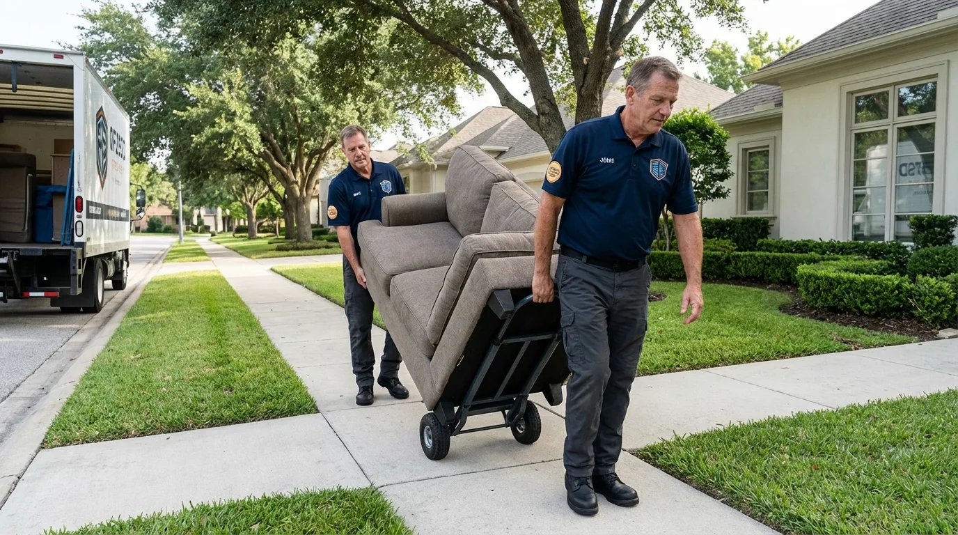 Local residential moving crew loading furniture in Dayton, IN